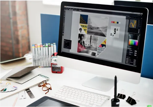 Someone trying Freelance Graphic Gesign Work on a computer Someone trying Freelance Graphic Gesign Work on a computer